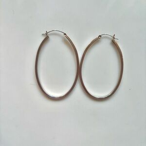 Silver 925 Oval Hoop Earrings - Women's Jewelry